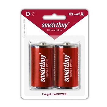 элемент питания smartbuy lr20/2b(12/96) 2 шт/уп